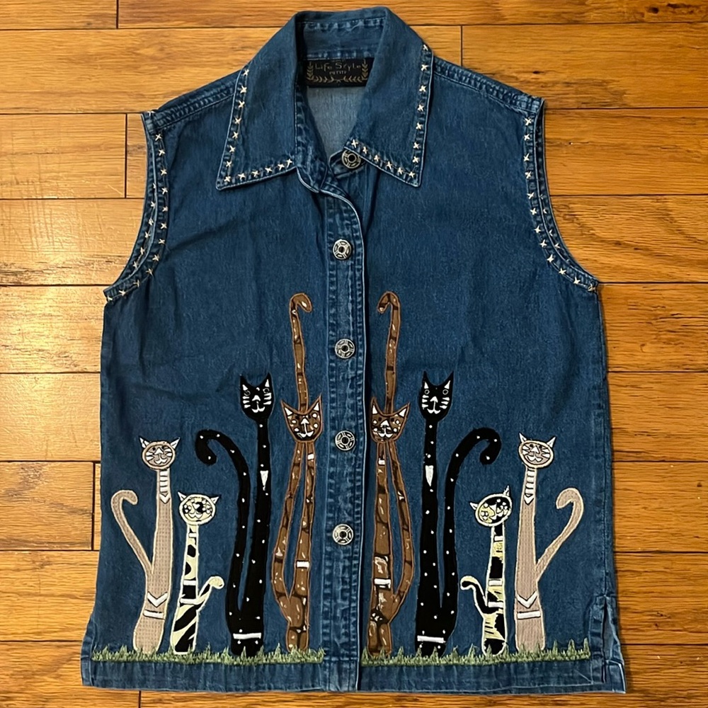 Kitty Cat themed Denim Vest 🐈‍⬛